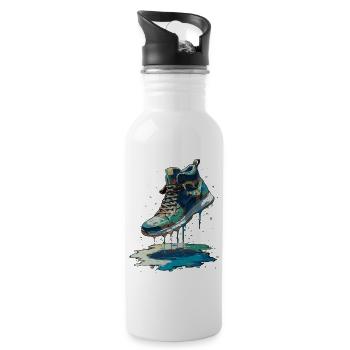 Bunter Streetart-Sneaker - Trinkflasche mit integriertem Trinkhalm - Weiß - Rechts