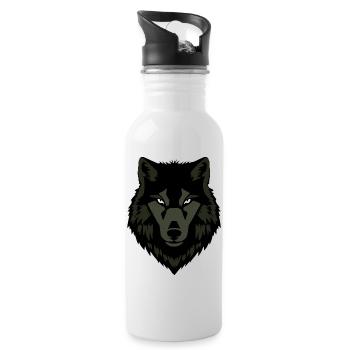 Wolf_grau_T shirt_Geschenk_Jaeger - Water bottle with straw - white - Right