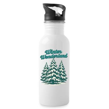 Winter Wonderland Pines - Water bottle with straw - white - Right