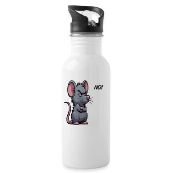 No Rat, Ratten, Rattenbesitz, Rattenliebhaber, Rattenliebhaber - Water bottle with straw - white - Right