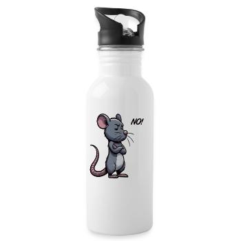 No Rat, Ratten, Rattenbesitz, Rattenliebhaber, Rattenliebhaber - Water bottle with straw - white - Right