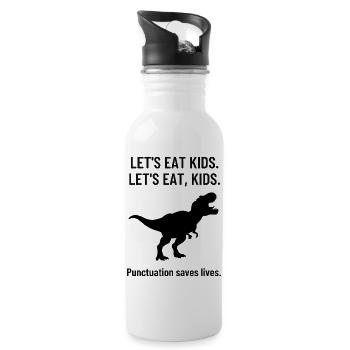 Professeur d’anglais Funny Grammar High School T-Rex - Gourde avec paille intégrée - blanc - Droite