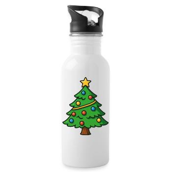 Weihnachtsbaum Cartoon - Trinkflasche mit integriertem Trinkhalm - Weiß - Rechts