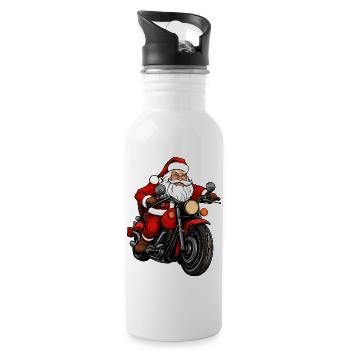 Motorcyclist Christmas / Motorbike Christmas - Water bottle with straw - white - Right