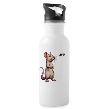 No Ratte Ratten Rattenbesitzer Rattenliebhaber - Trinkflasche mit integriertem Trinkhalm - Weiß - Rechts