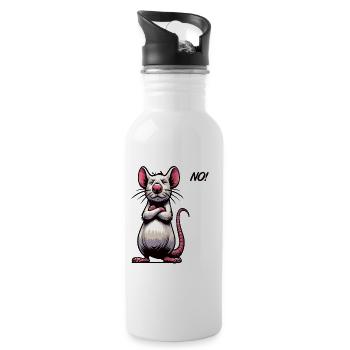 No Ratte Ratten Rattenbesitzer Rattenliebhaber - Trinkflasche mit integriertem Trinkhalm - Weiß - Rechts