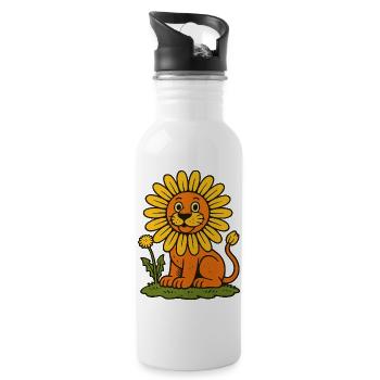 Lion crinière de tournesol - Gourde avec paille intégrée - blanc - Droite