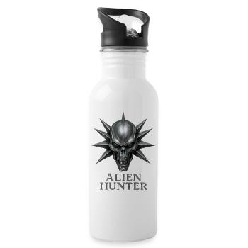 Alien Hunter Schädel-Emblem - Trinkflasche mit integriertem Trinkhalm - Weiß - Rechts