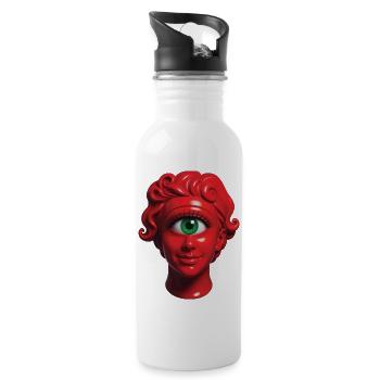 ZYKLOPENFRAU – nette Leute - Trinkflasche mit integriertem Trinkhalm - Weiß - Rechts