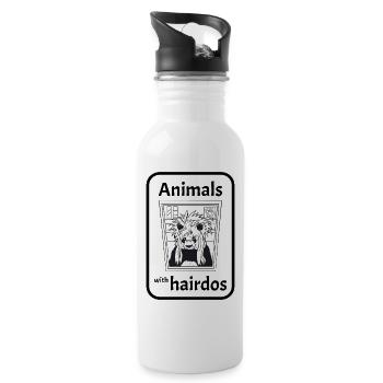 Panda mit Frisur - Trinkflasche mit integriertem Trinkhalm - Weiß - Rechts
