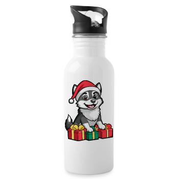 Cadeaux de Noël pour chiens husky - Gourde avec paille intégrée - blanc - Droite