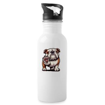 Speak with the paw English Bulldog Bully - Water bottle with straw - white - Right