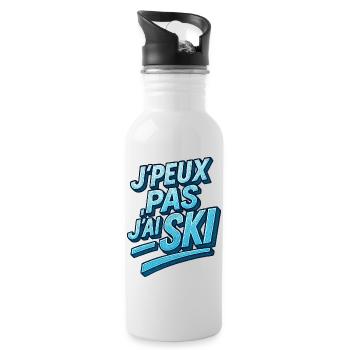 Ich kann nicht Skifahren. - Trinkflasche mit integriertem Trinkhalm - Weiß - Rechts