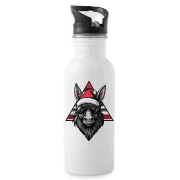 Donkey Santa with sunglasses - Water bottle with straw - white - Right