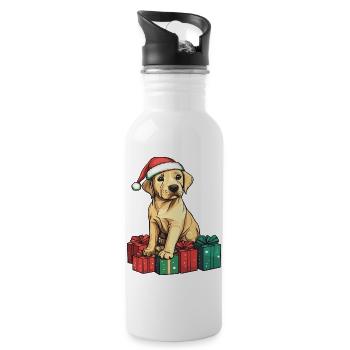 Labrador Hund Weihnachten Geschenke - Trinkflasche mit integriertem Trinkhalm - Weiß - Rechts