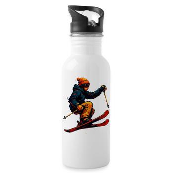 Skiing | Skier | Mountain - Water bottle with straw - white - Right