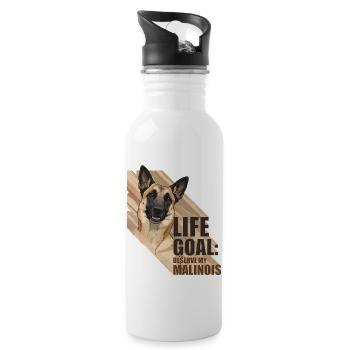 Belgian Malinois Dog Lover Design - Water bottle with straw - white - Right