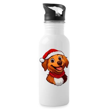 Chien Père Noël - Gourde avec paille intégrée - blanc - Droite