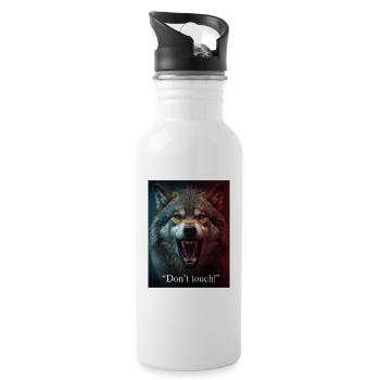 Wolf Attack Don't Touch - Water bottle with straw - white - Right