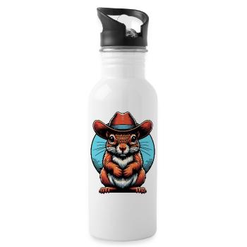 Cowboy-Eichhörnchen Grafik - Trinkflasche mit integriertem Trinkhalm - Weiß - Rechts