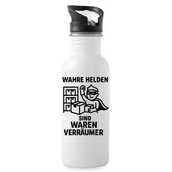 waren verräumer helden - Trinkflasche mit integriertem Trinkhalm - Weiß - Rechts