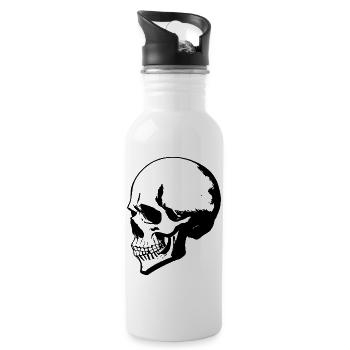 Totenkopf - Trinkflasche mit integriertem Trinkhalm - Weiß - Rechts