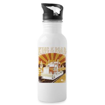 Road Vintage Truck Driver Trucker - Water bottle with straw - white - Right