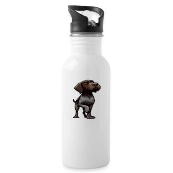 Talk to the Paw  Deutsch Drahthaar Drahthaarhalter - Trinkflasche mit integriertem Trinkhalm - Weiß - Rechts