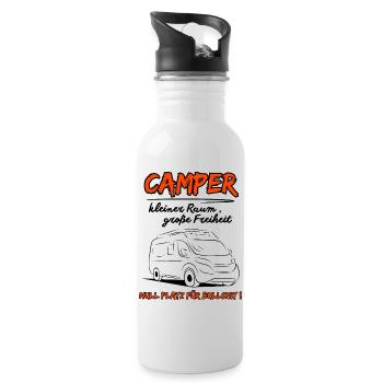 Camping Van Motorhome Saying - Water bottle with straw - white - Right