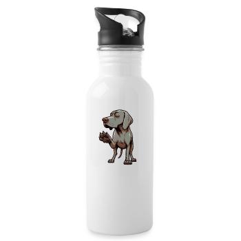 Talk to the paw Weimaraner Weimaraner Dog - Water bottle with straw - white - Right