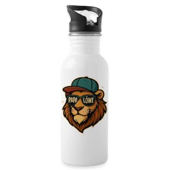 Löwen Vater Papa Löwe König Stark Süß Geschenk - Water bottle with straw - white - Right
