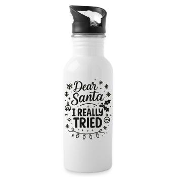Dear Santa I Really Tried - Water bottle with straw - white - Right