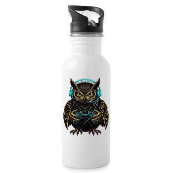 Jeux d’animaux Jeux de hibou Drôle de chouette - Gourde avec paille intégrée - blanc - Droite