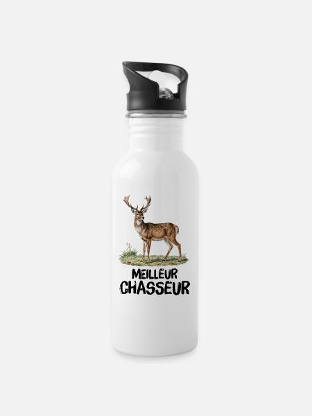 Meilleur chasseur chevreuil aquarelle nature - Gourde avec paille intégrée - blanc
