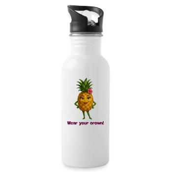 Motif couronne d’ananas - Gourde avec paille intégrée - blanc - Droite