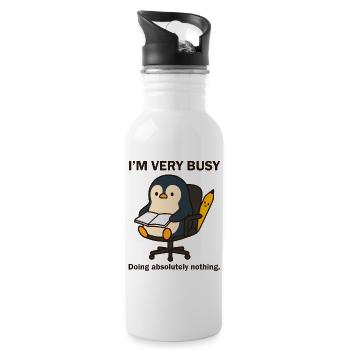 Very Busy Penguin - Water bottle with straw - white - Right
