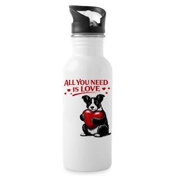 All You Need is Love: Dog with Heart - Water bottle with straw - white - Right