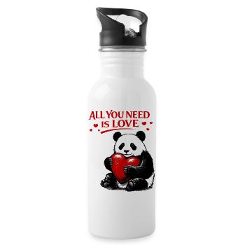 Panda Herzliebe Motiv - Trinkflasche mit integriertem Trinkhalm - Weiß - Rechts