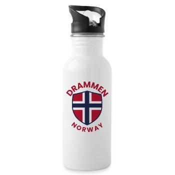 Drammen Norway Shield Emblem - Water bottle with straw - white - Right