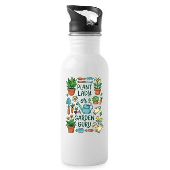 Der Pflanzenliebhaber oder Gartenexperte - Trinkflasche mit integriertem Trinkhalm - Weiß - Rechts