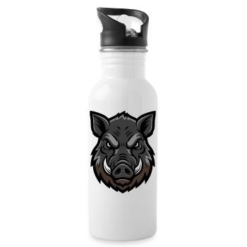 mascotte tête de sanglier, agressive - Gourde avec paille intégrée - blanc - Droite