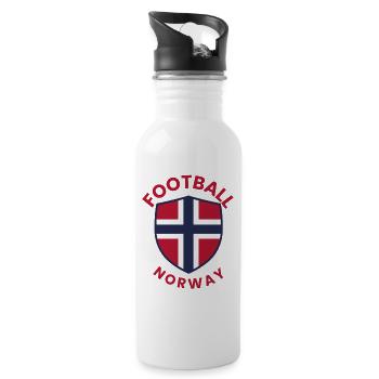 Norwegisches Fußballwappen Emblem - Trinkflasche mit integriertem Trinkhalm - Weiß - Rechts