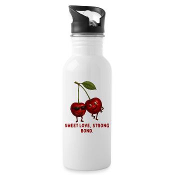 Cherry Love: Strong Bond - Water bottle with straw - white - Right