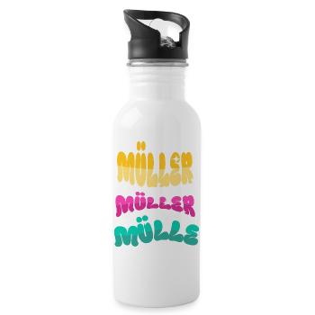 Müller Name Surname - Water bottle with straw - white - Right