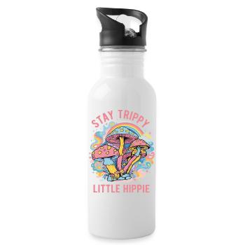 Stay Trippy Little Hippie Psychedelic Art - Trinkflasche mit integriertem Trinkhalm - Weiß - Rechts