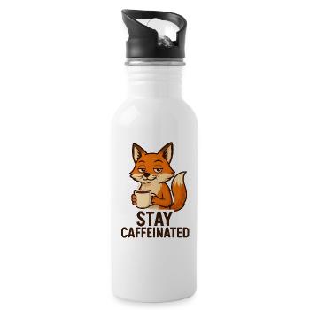 Fuchs Kaffee Motiv Stay Caffeinated - Trinkflasche mit integriertem Trinkhalm - Weiß - Rechts