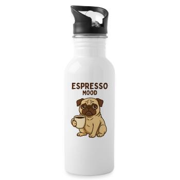Espresso Mood Pug - Water bottle with straw - white - Right