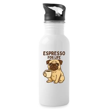 Espresso-Pug: Kaffee-Liebe - Trinkflasche mit integriertem Trinkhalm - Weiß - Rechts
