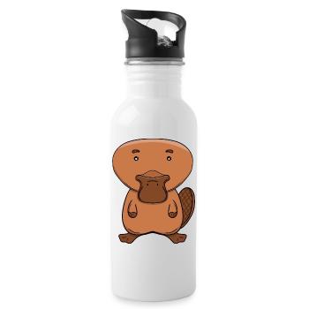 Niedlicher Schnabeltier Kawaii Australischer Tier-Cartoon - Trinkflasche mit integriertem Trinkhalm - Weiß - Rechts