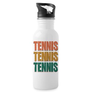 Tennis Three Color Gradient Letters - Water bottle with straw - white - Right
